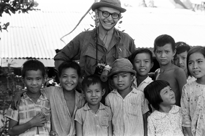 Charles Haughey posing with children, date unknown.